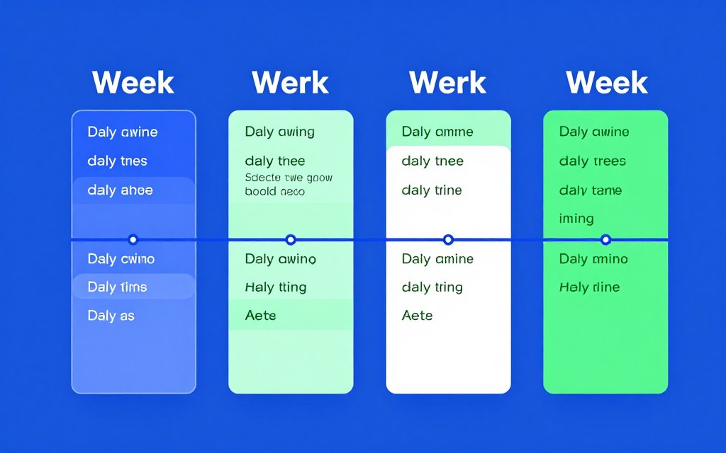 30-day timeline calendar showing Rufus optimization tasks distributed across four weeks