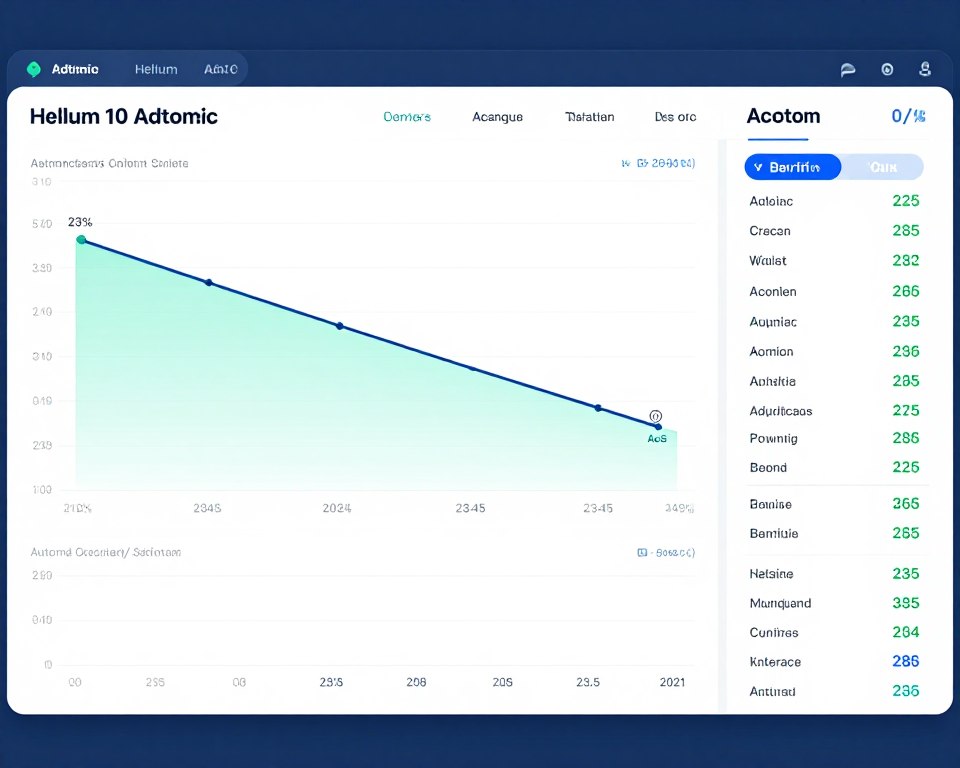 Helium 10 Adtomic PPC dashboard showing campaign performance metrics, ACoS improvements, and automated bid optimization interface