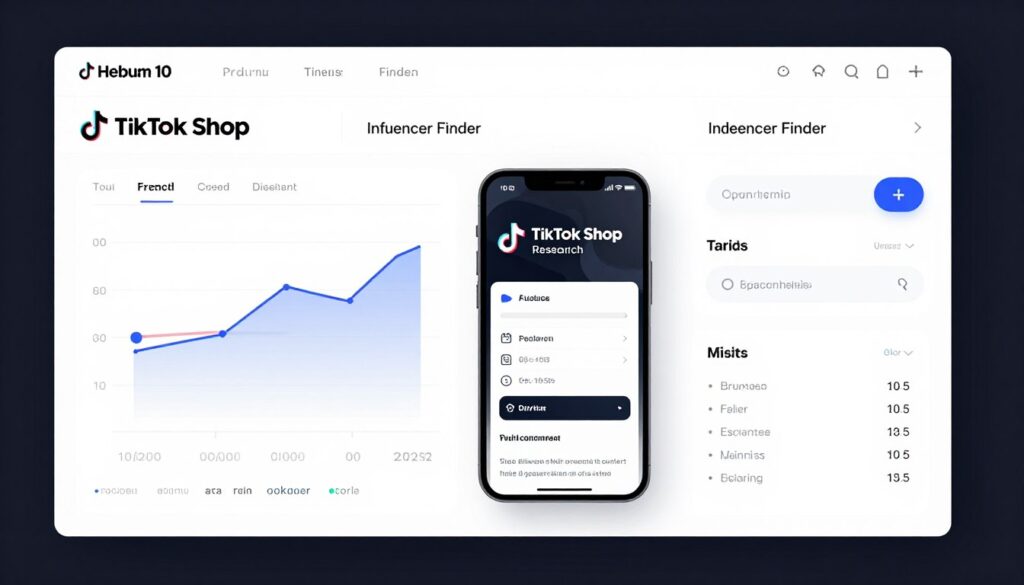 Helium 10 TikTok Shop research tools interface showing product trends and influencer analytics