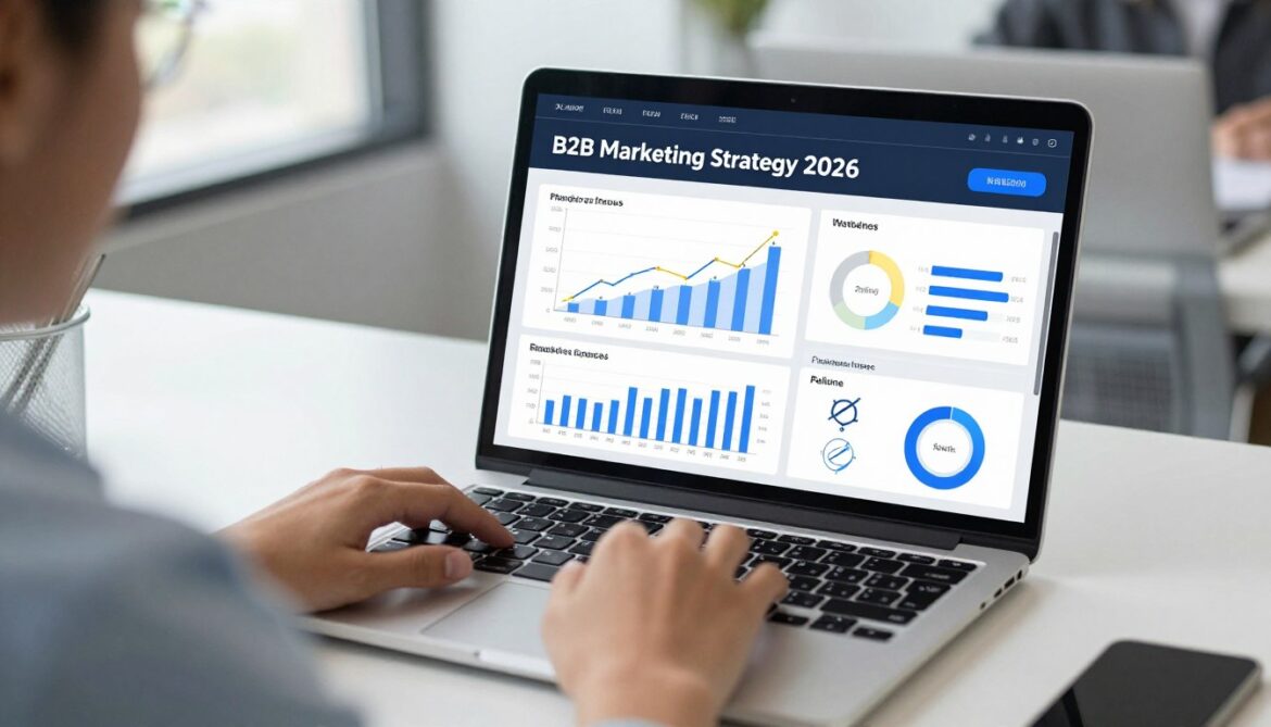b2b sales and marketing trends 2026 strategic planning workspace with AI analytics dashboard