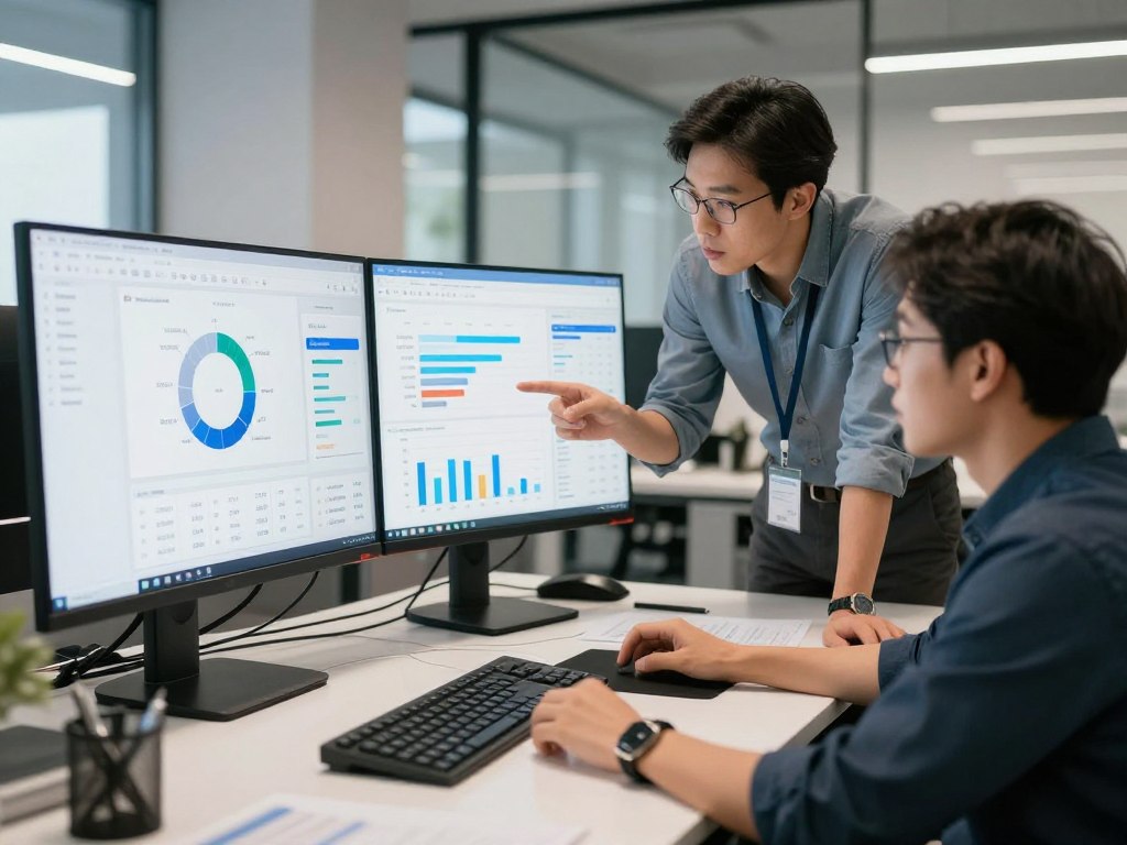 marketing team analyzing martech stack performance data and ROI metrics